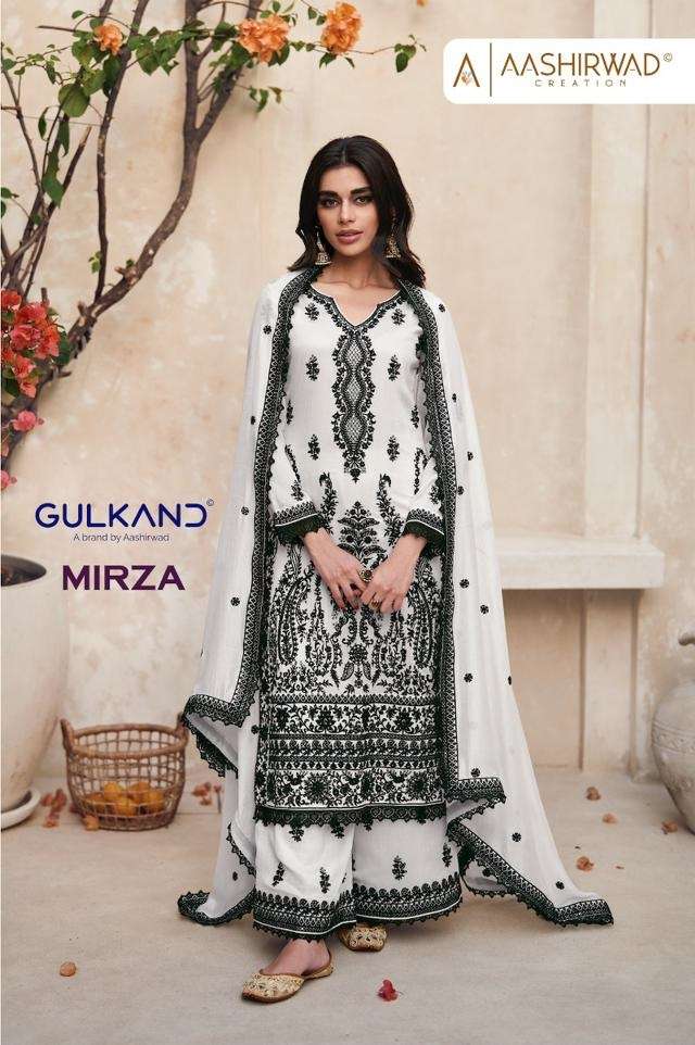 Aashirwad Creation Gulkand Mirza Silk with black & white col...