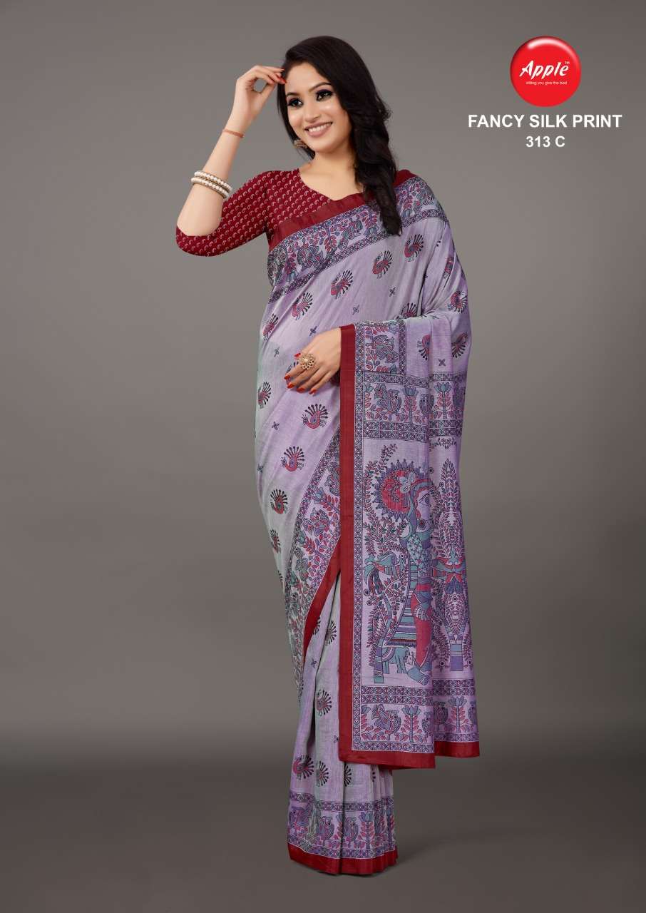 Apple Sarees Fancy Soft silk with Printed saree collection a...