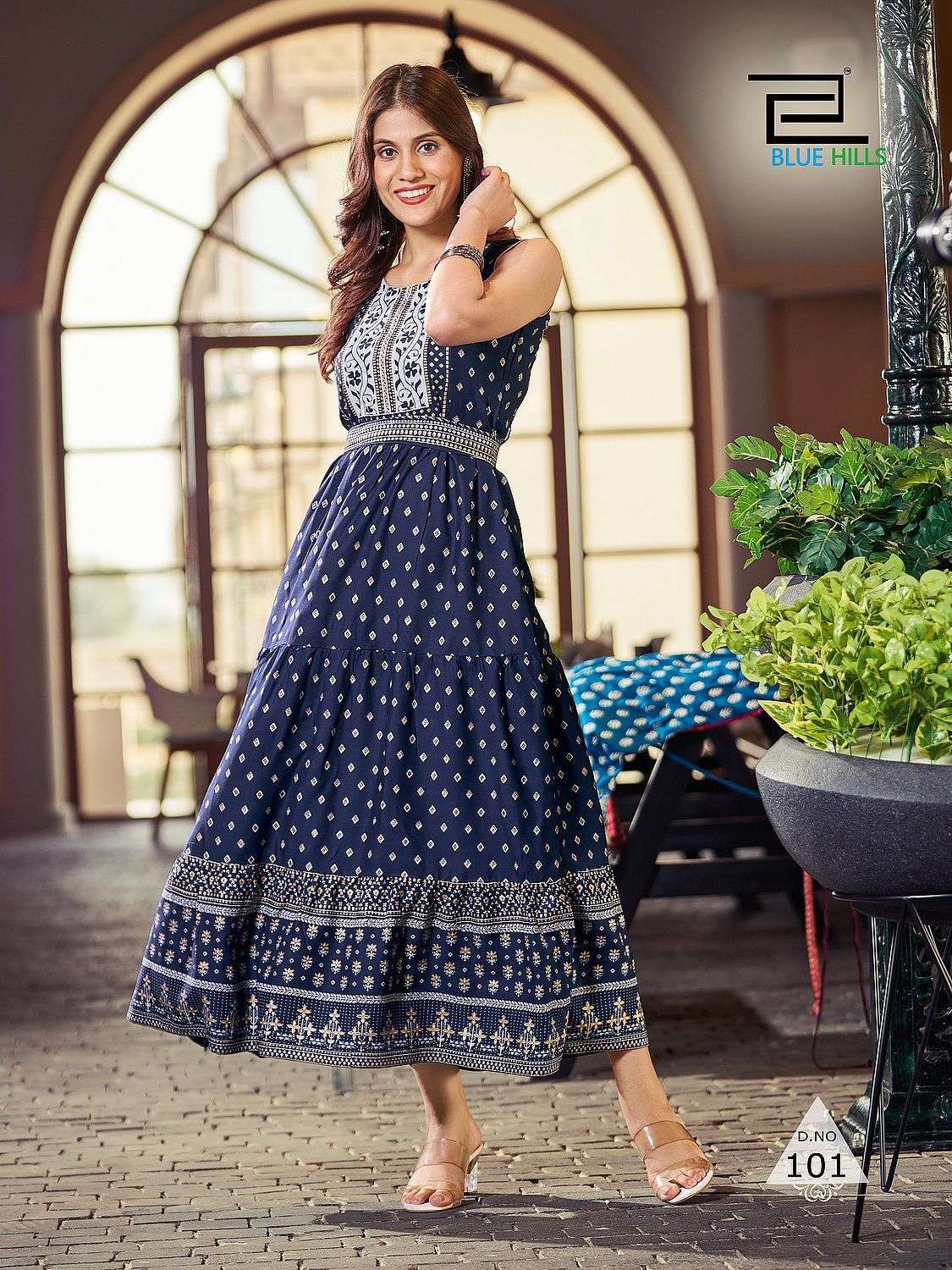 BLUE HILLS BISLERI Rayon with Long Gown Style kurti collecti...