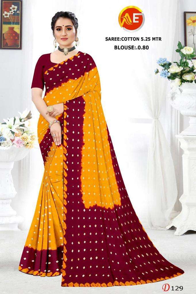 Cotton with Bandhani Printed Traditional look saree collecti...