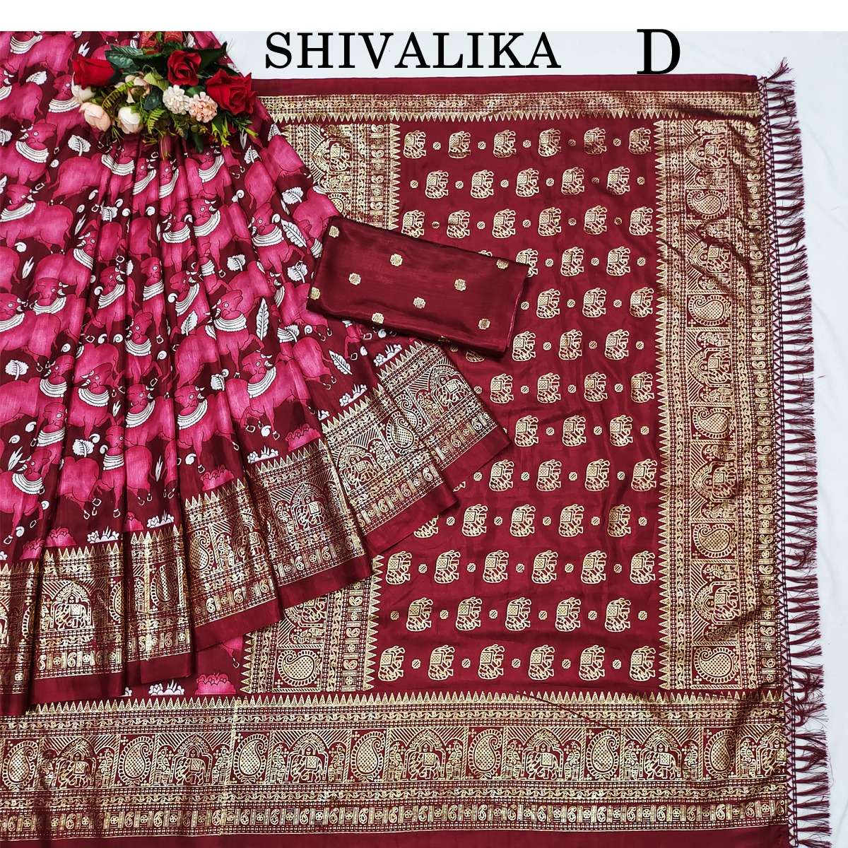 Festival special Dola silk with kalamkari printed Fancy sare...