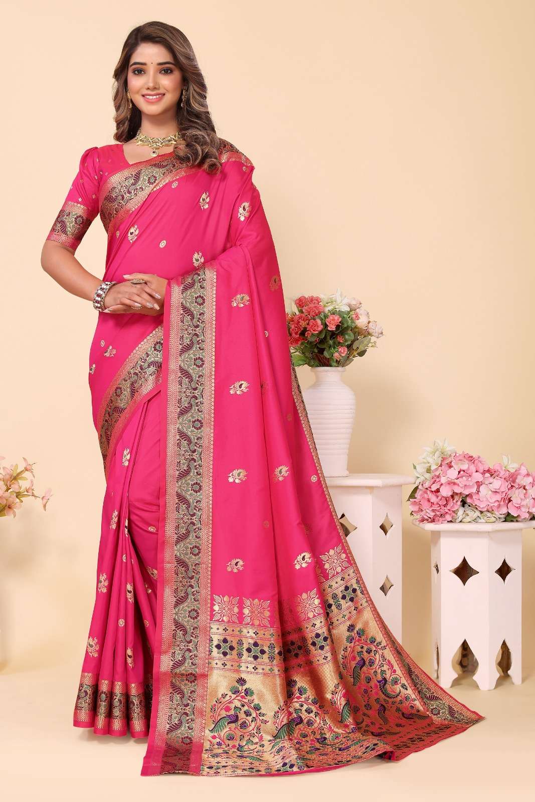 Festival Special Paithani Silk with weaving Design Rich look...