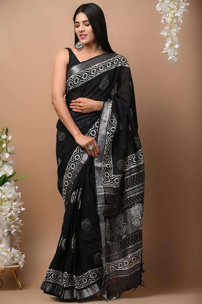 Festival Special Soft Linen with digital Printed Fancy saree...