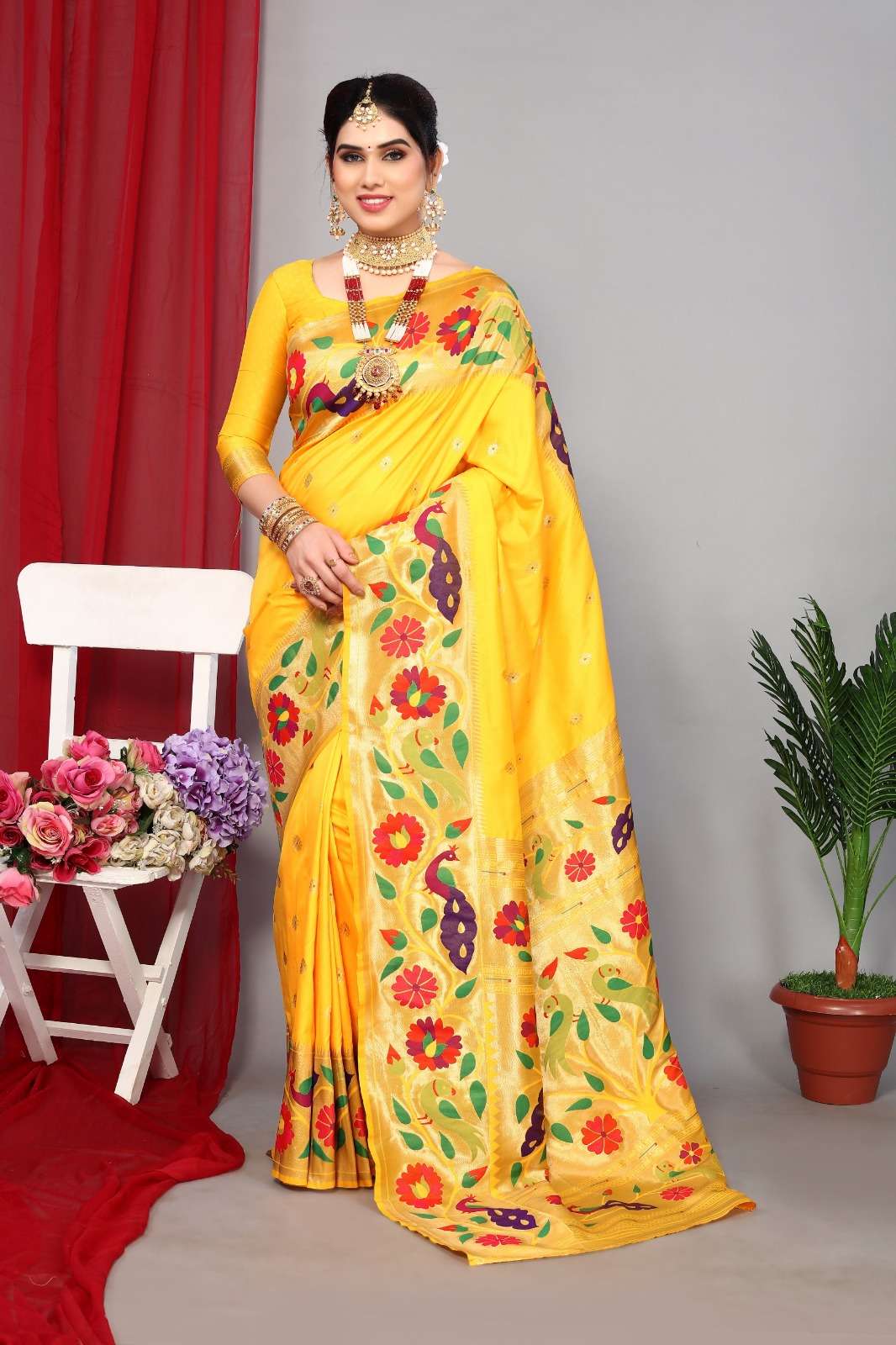 Flower paithani silk with function special saree collection ...