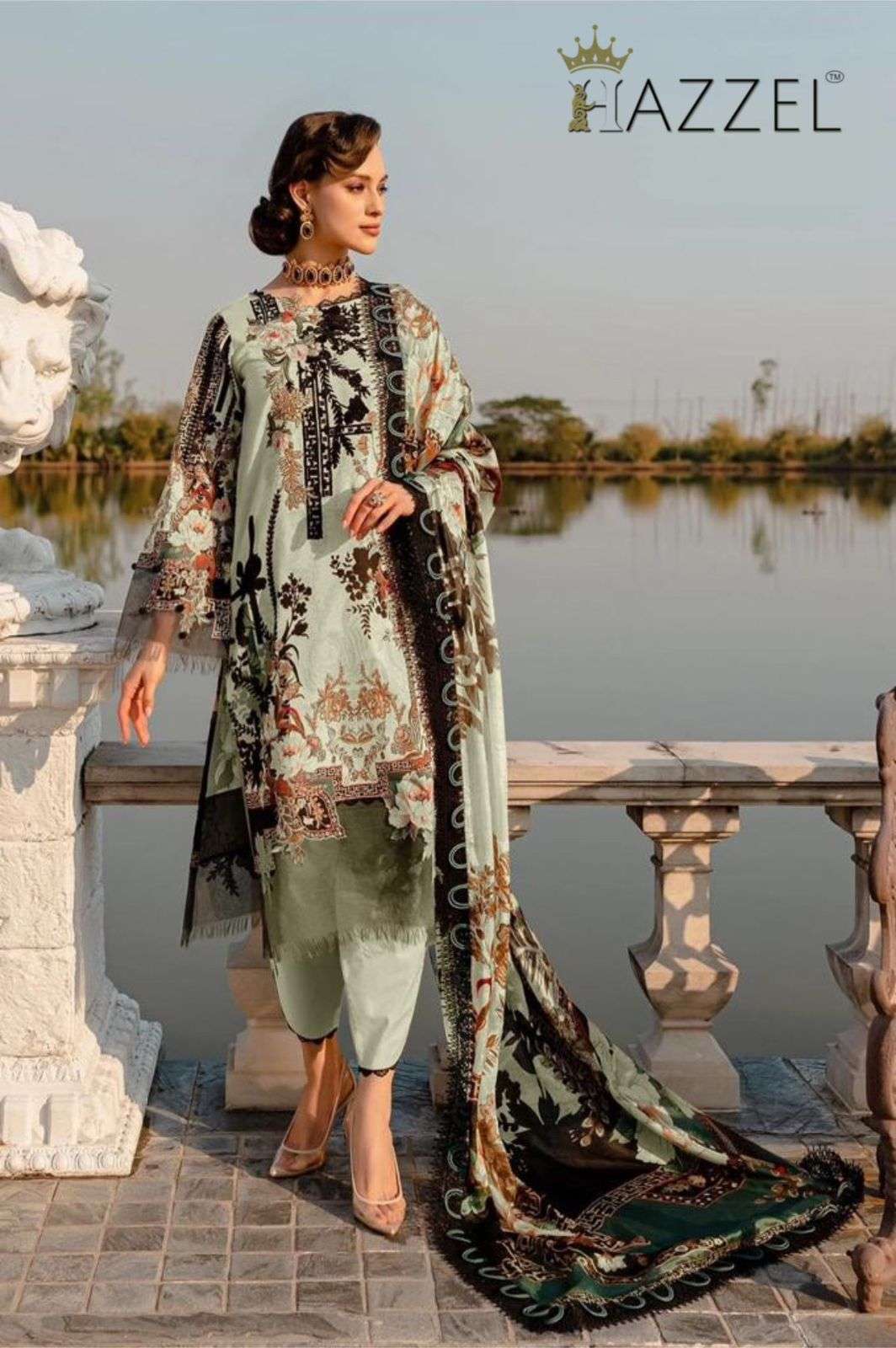 Hazzel Firdous Colours Cotton with Printed Embroidery work P...