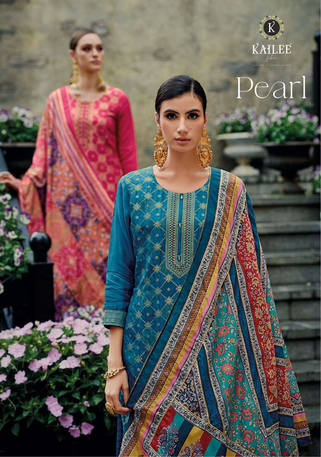 Kailee fashion Pearl Viscose silk with fancy designer Readym...