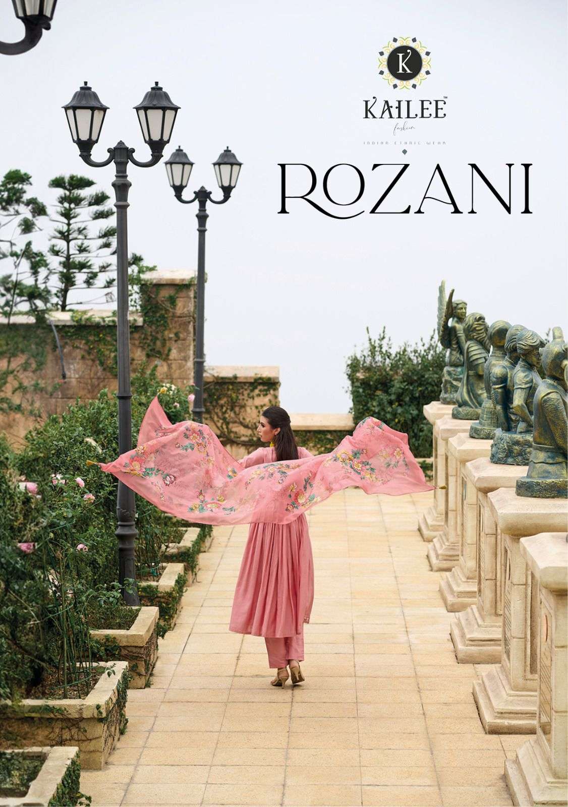 Kailee Fashion Rozani Viscose silk with fancy Handwork Festi...