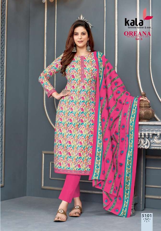 Kala Oreana vol 5 Cotton with Printed Regular wear suits col...
