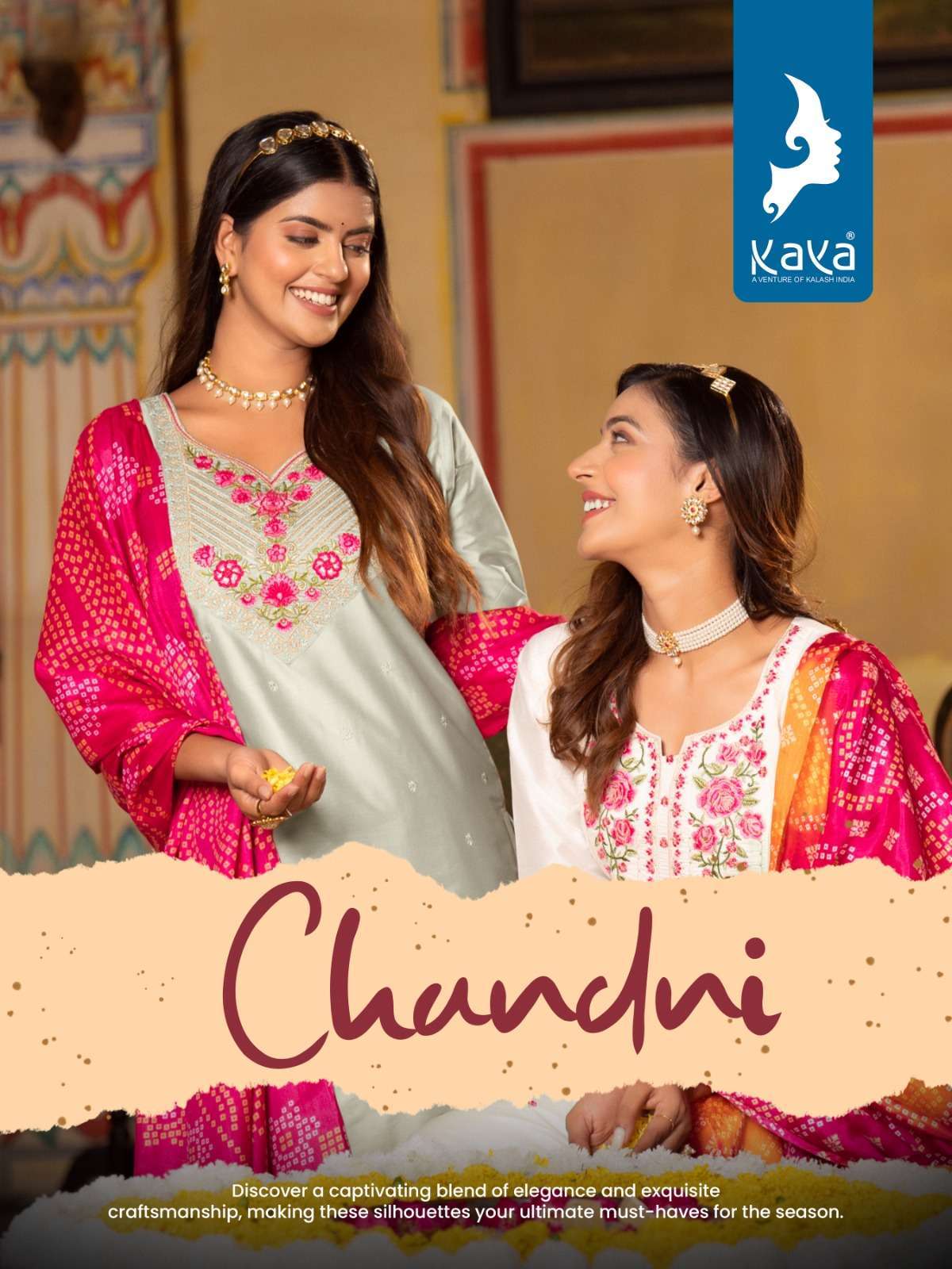 Kaya Chandni Chanderi silk with handwork designer Readymade ...