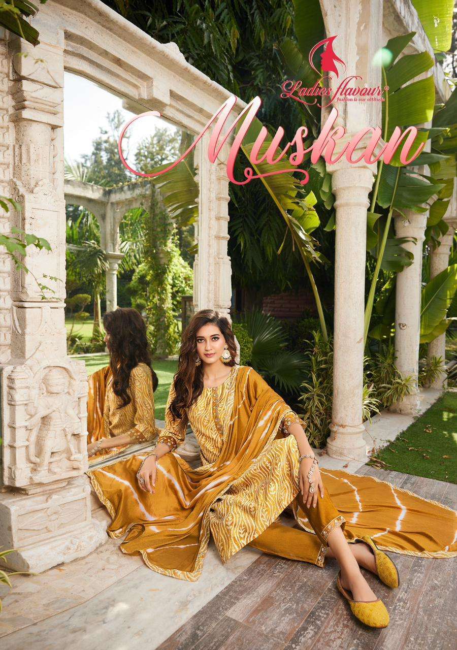 Ladies Flavour Muskan MUslin silk with designer Readymade su...