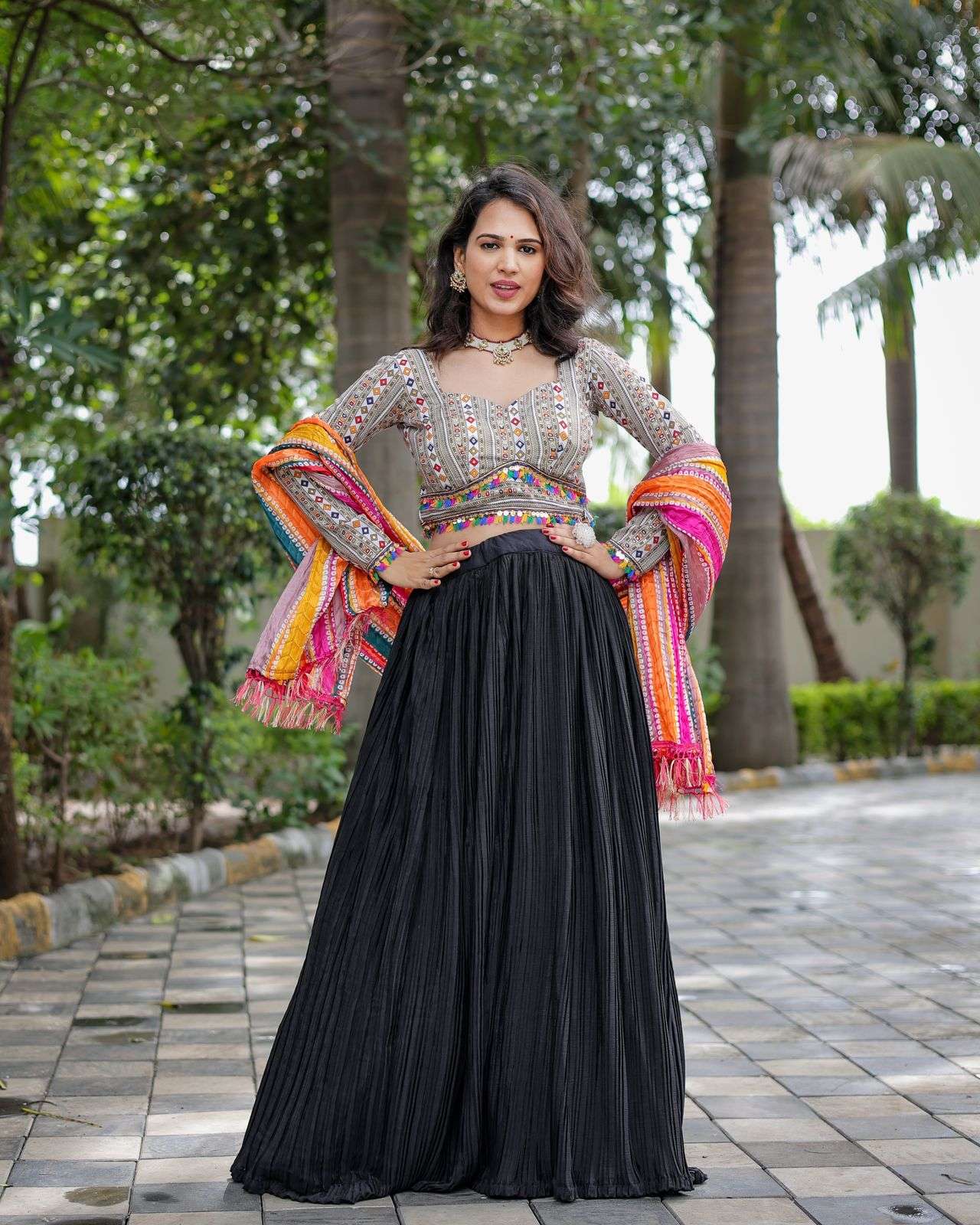 Latest Navratri special Rayon with Traditional look lehenga ...