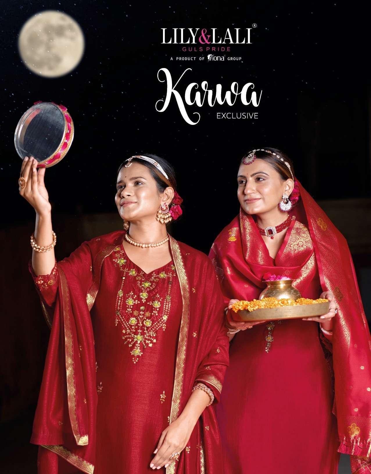 lily & lali present karwa Exclusive Silk with Designer Red c...