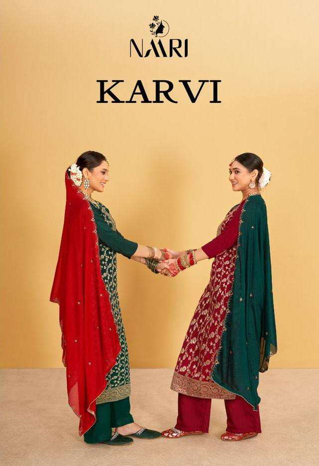 Naari Karvi Muslin jacquard With designer Salwar kameez coll...