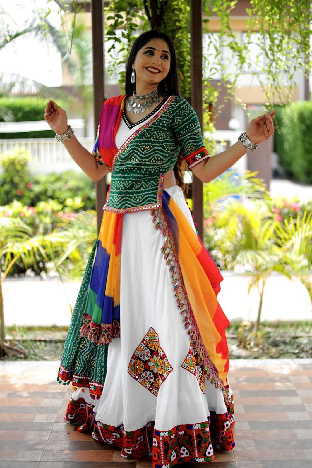 Navratri special Cotton with Kachi Handwork Traditional look...