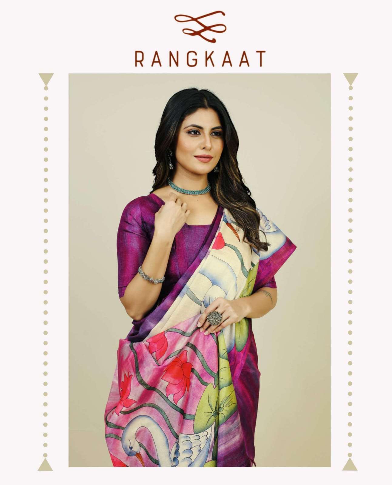 Rajpath Rangkaat Series Tusser Silk with Duck Design Fancy S...