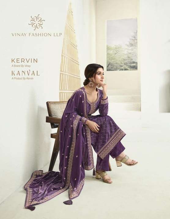 vinay fashion kervin present kanval Velvet with Digital Prin...
