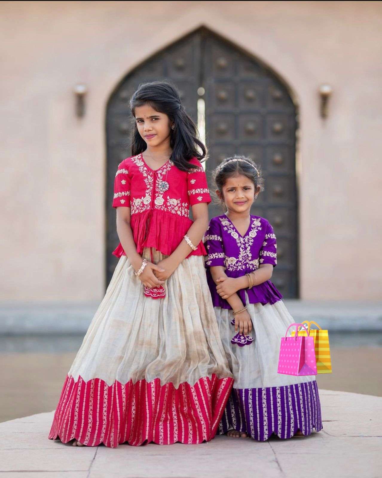 Wedding wear designer silk with Handwork Kids Lehenga choli ...