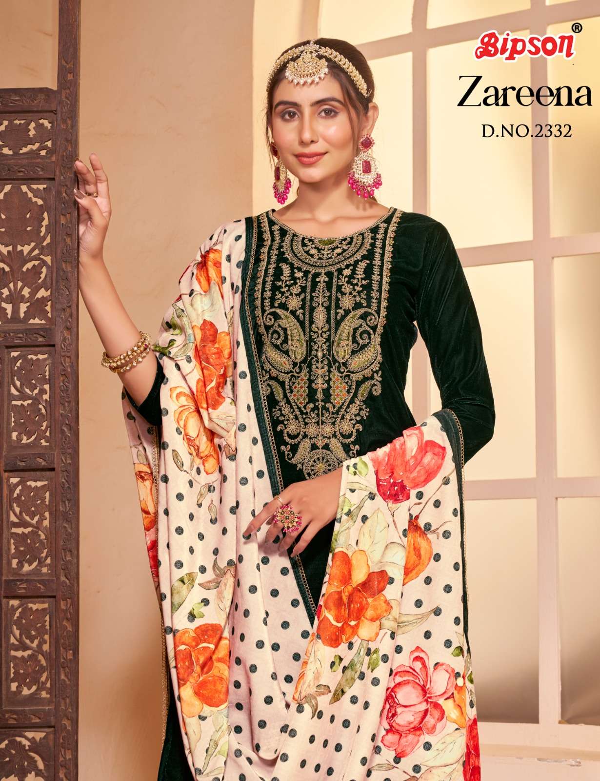 Bipson Fashion Zareena 2332 Velvet with fancy fastival speci...