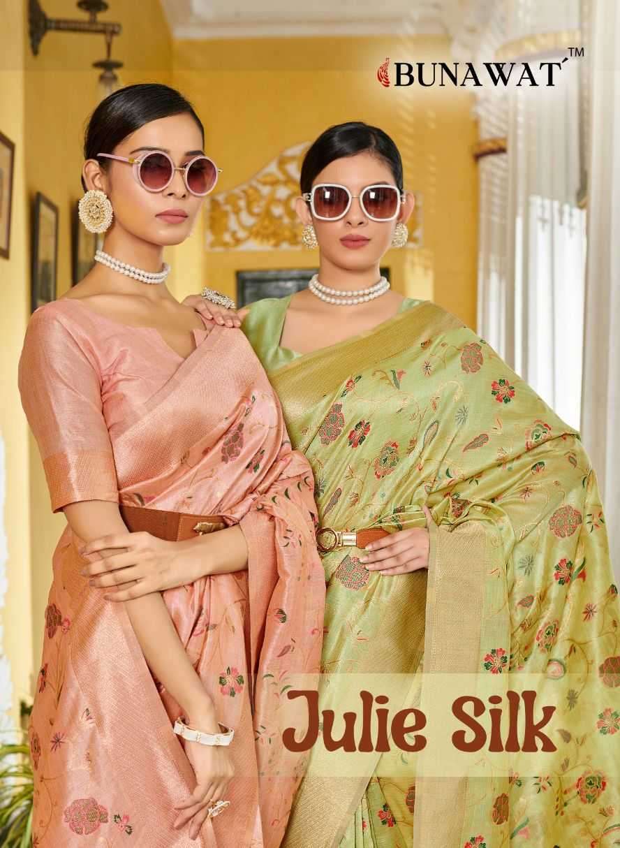 Bunawat Julie Silk with Zari weaving Banarasi silk saree col...