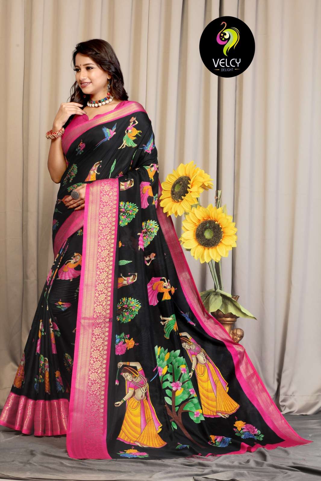 Dola silk with Big Digital Printed fancy saree collection at...