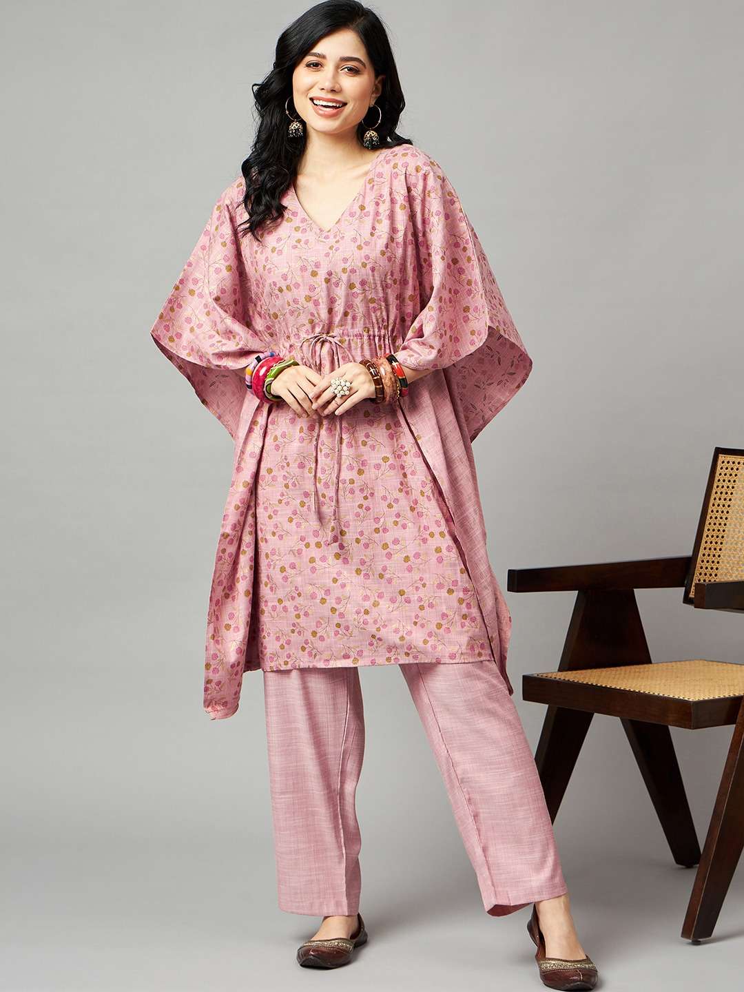 Festival special Cotton With Printed Pink color Kaftan Style...