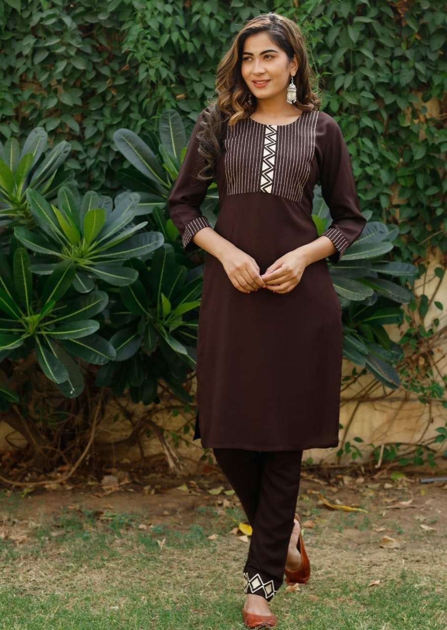Festival Special Rayon cotton with Printed Brown color Kurti...