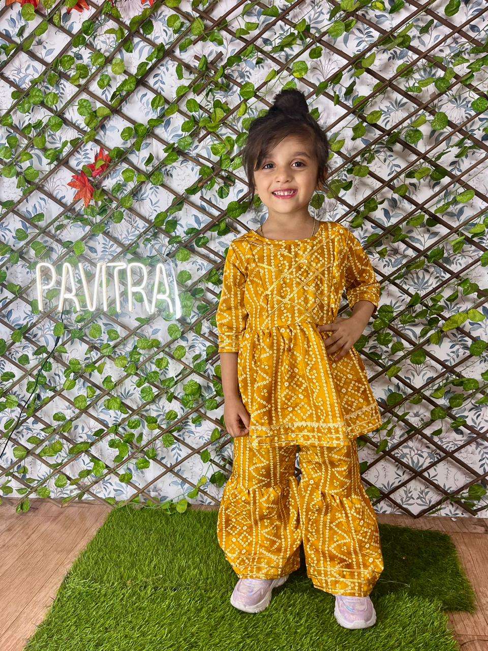 GIRLS PRETTY AND CUTE KURTA TOP WITH PAIRED SHARARA SET AT W...
