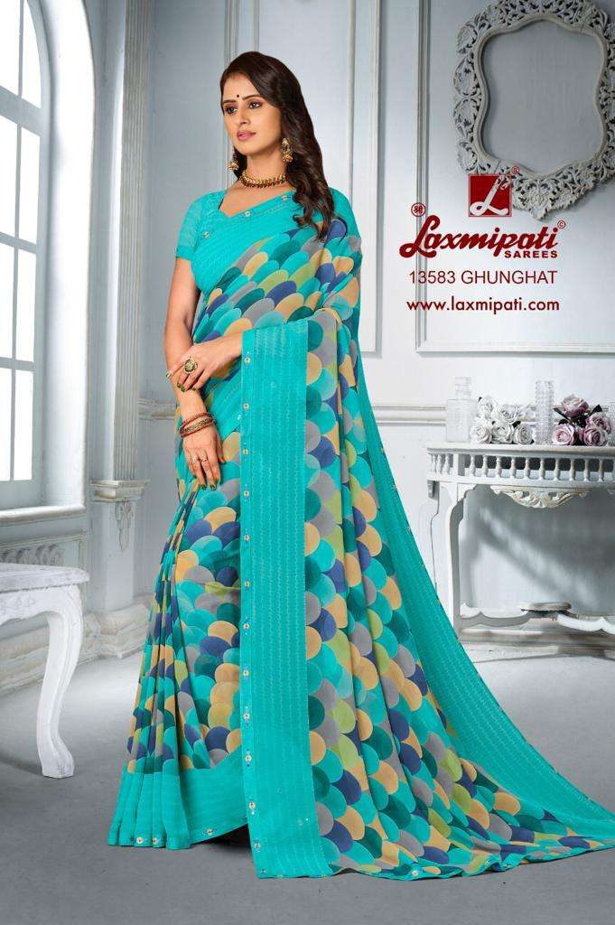 Laxmipati Fashion Ghunghat Georgette with Printed Fancy sare...