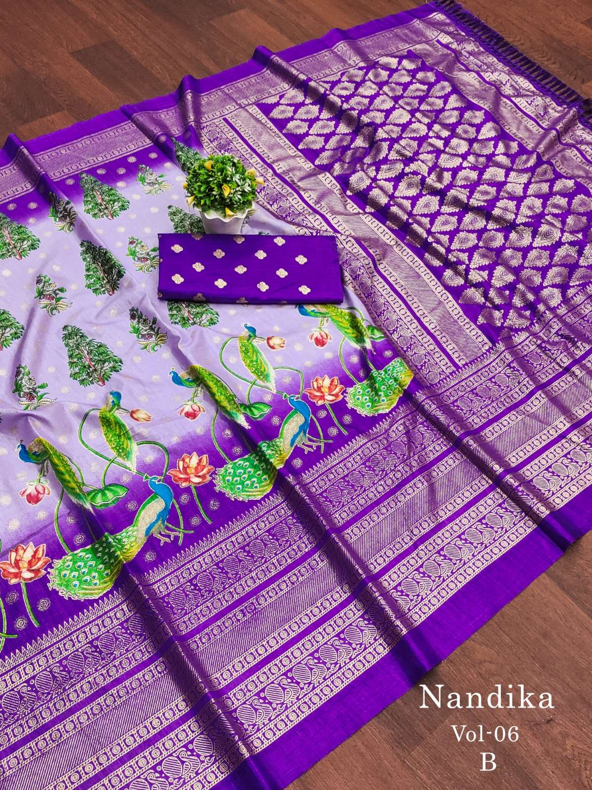 Samgini vol 13 Dola Silk with Peacock Printed fancy saree co...