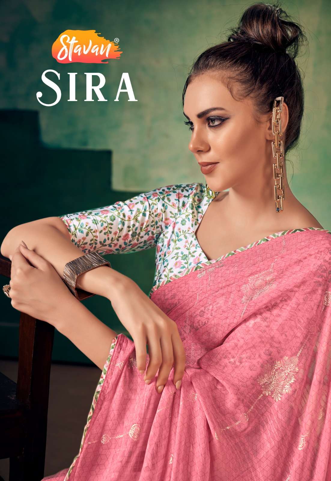 Stavan Sira Georgette with  fancy Saree collection at best r...