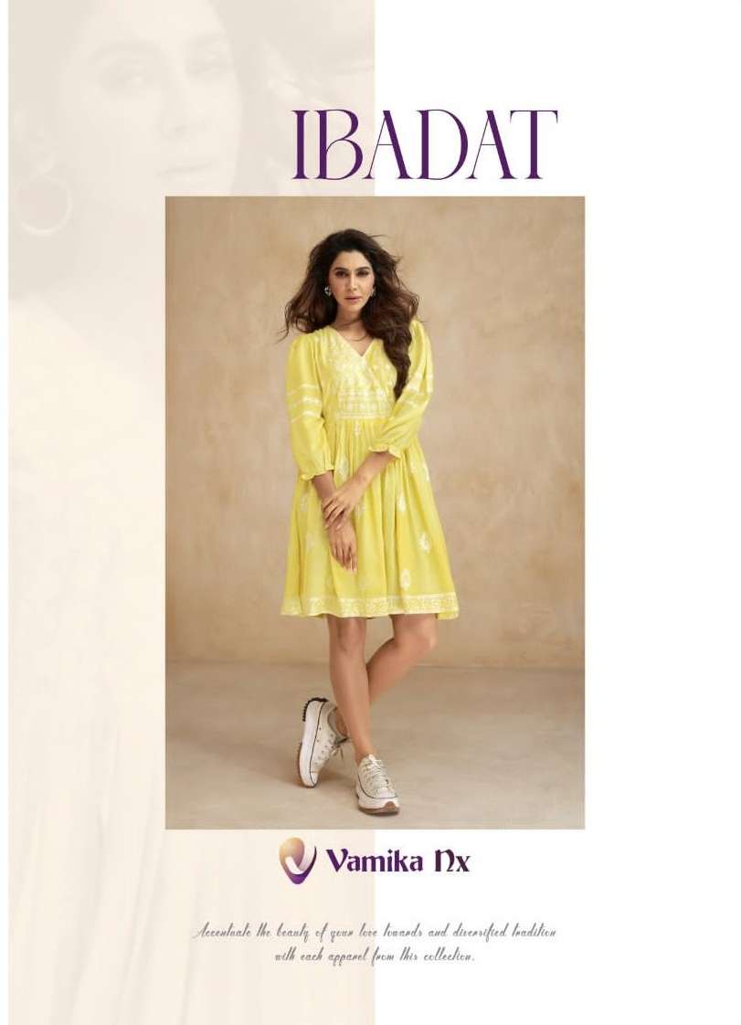 Vamika Fashion Ibadat Rayon with fancy TUnic Style Kurti col...