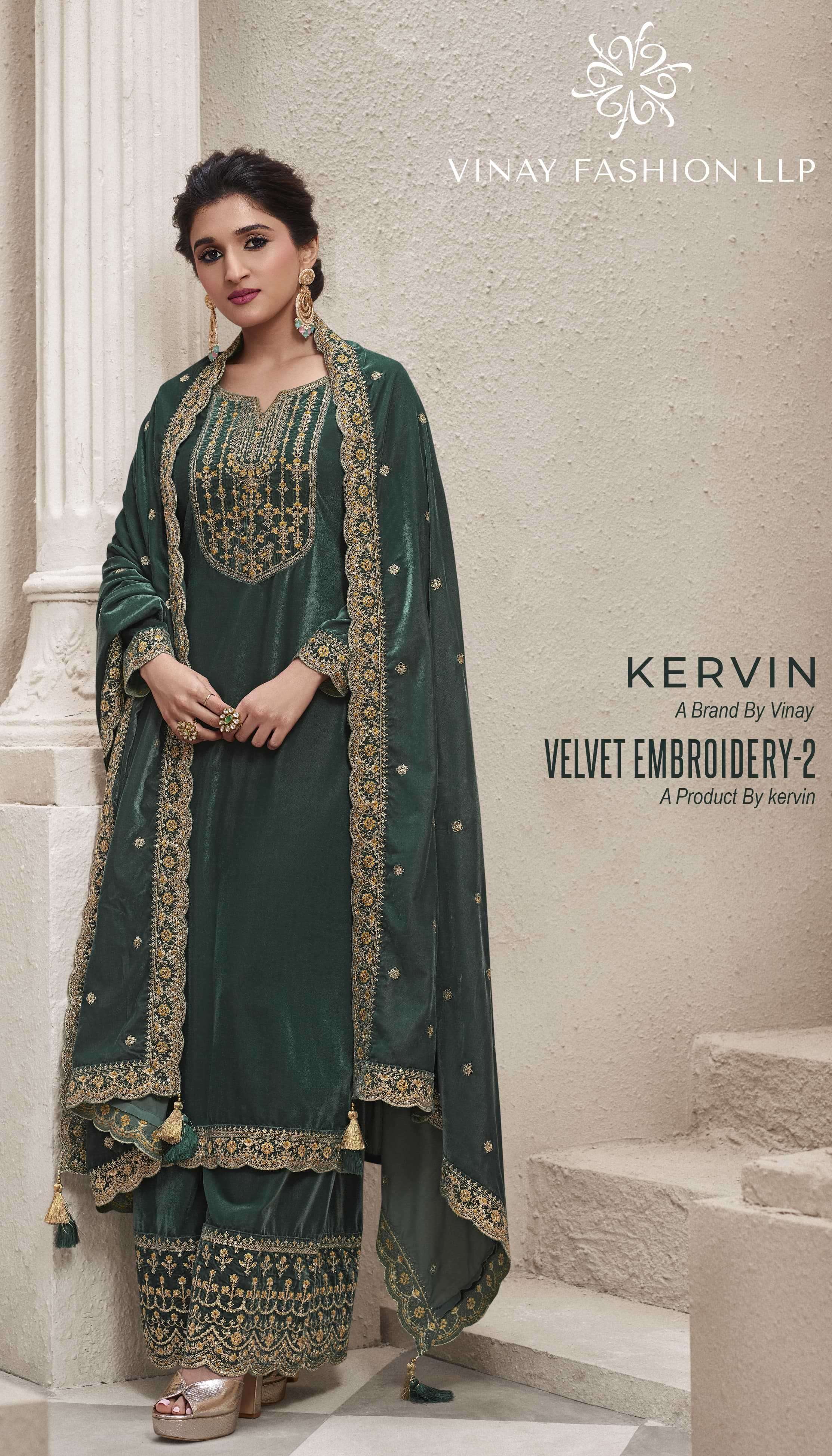 vinay fashion kervin velvet emboidery vol 2 Velvet with  des...