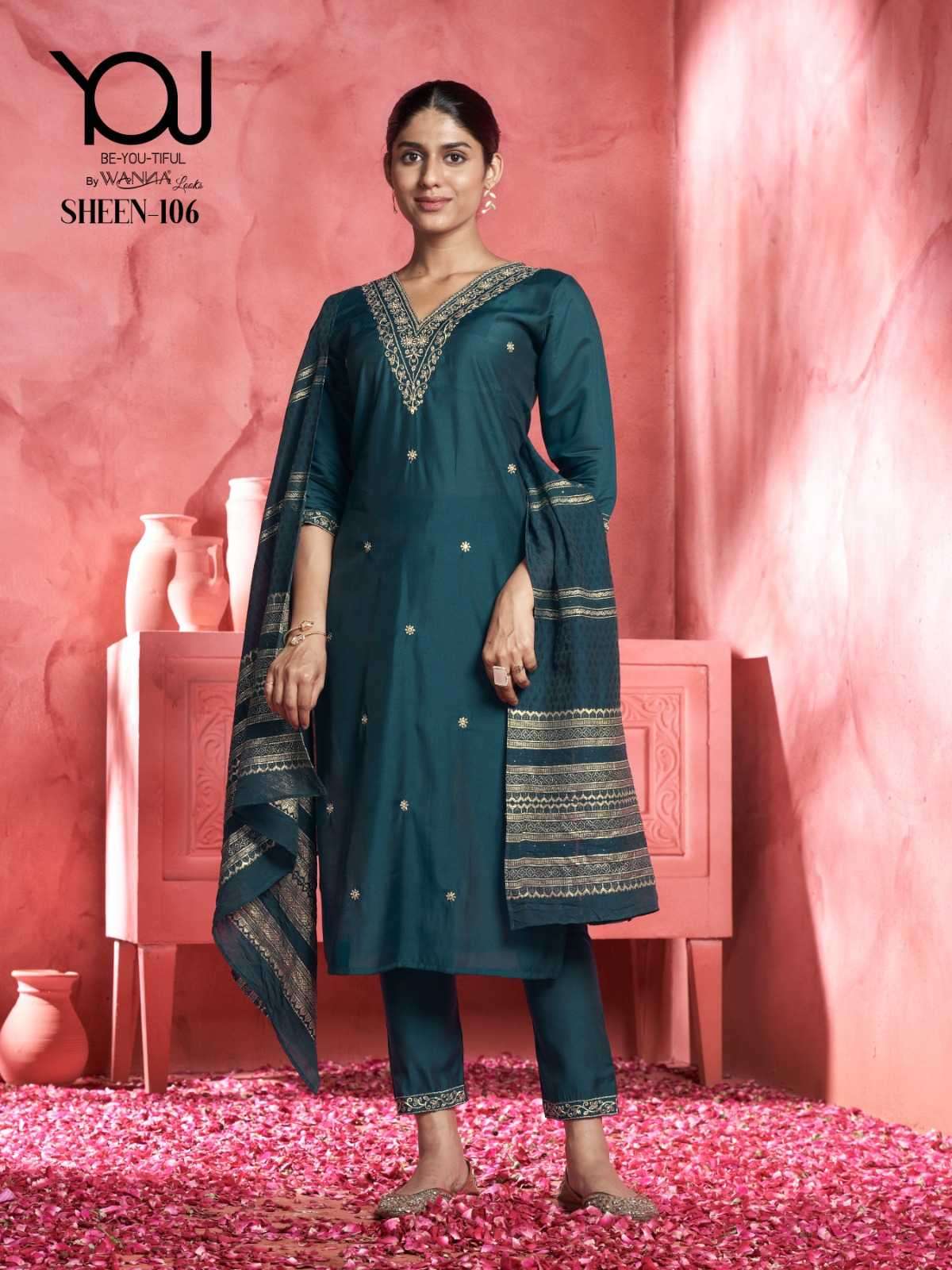 Wanna You Sheen Silk with Festival Special Designer Readymad...