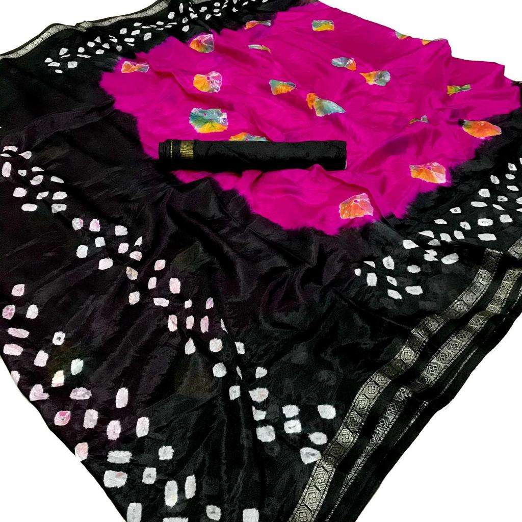 Cotton With Traditional Bandhani Printed Regular wear saree ...