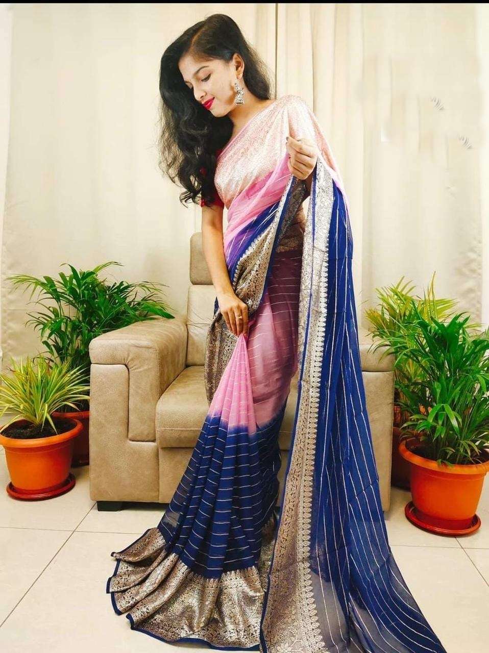 Festival Special Georgette with fancy Laheriya Design Saree ...