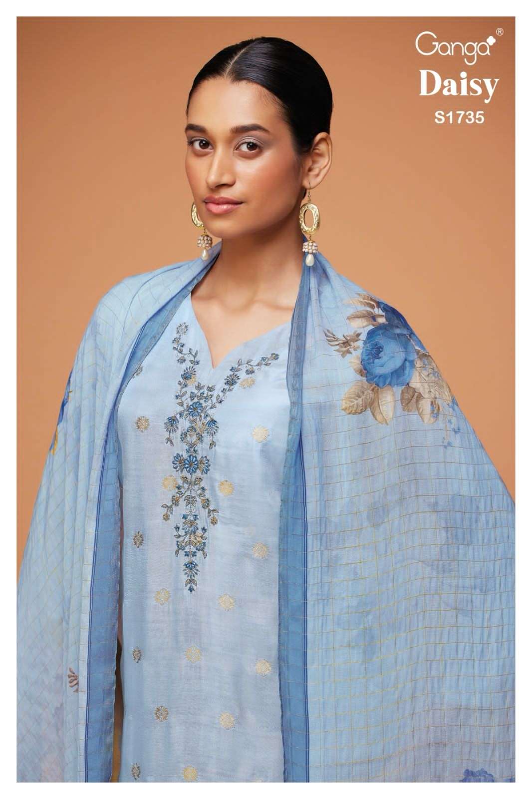 Ganga Fashion DAISY 1735 Viscose Silk with digital printed s...