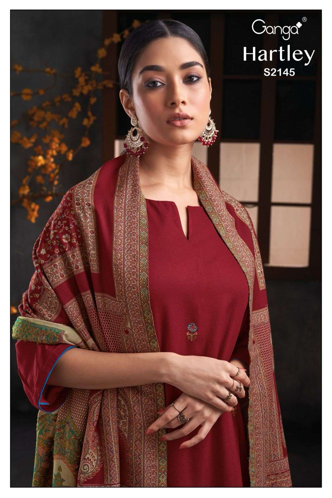 Ganga Fashion HARTLEY 2145 Pashmina Silk with digital Printe...