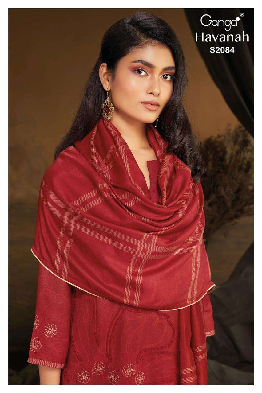 Ganga Fashion HAVANAH 2084 Pashmina Silk with Flower Printed...