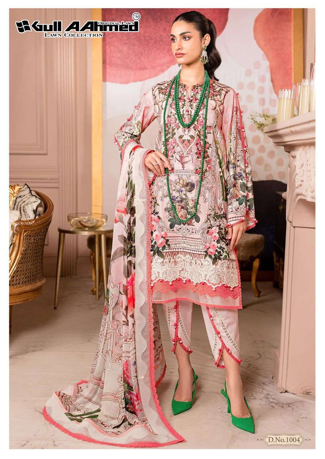 Gulla ahmed Azure Lawn Cotton with fancy Pakistani salwar ka...
