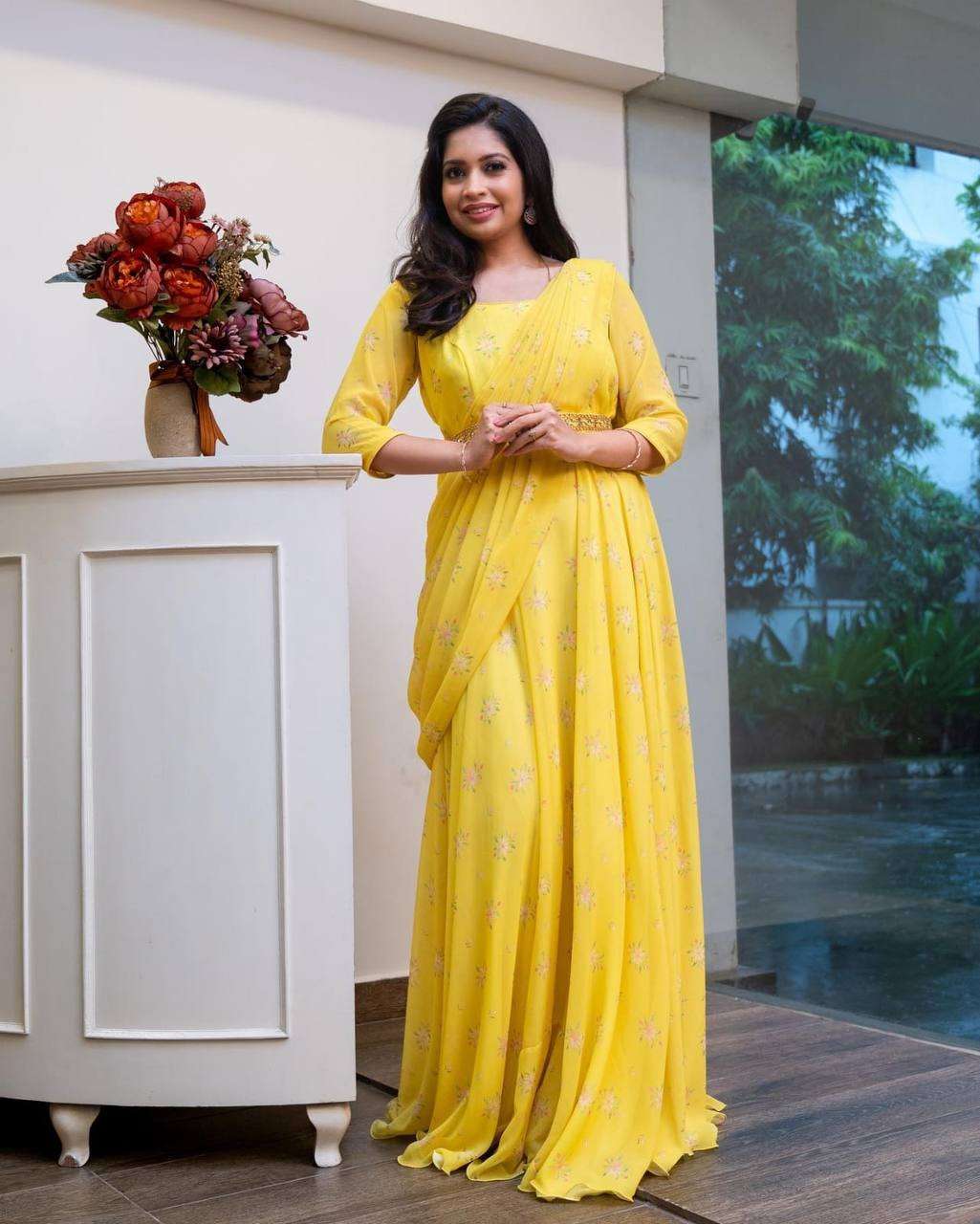 Haldi Function Special Georgette with Traditional look Long ...