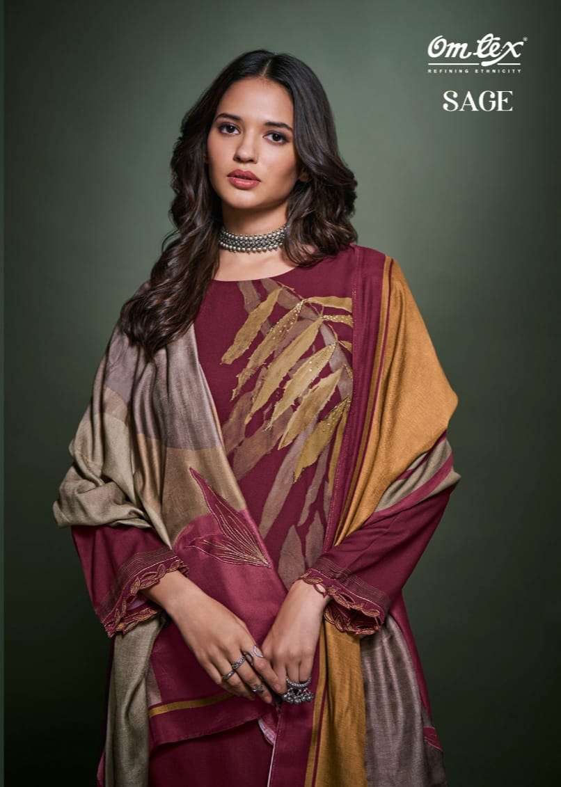 OM Tex Sage Pashmina Silk with digital Printed Dress materia...