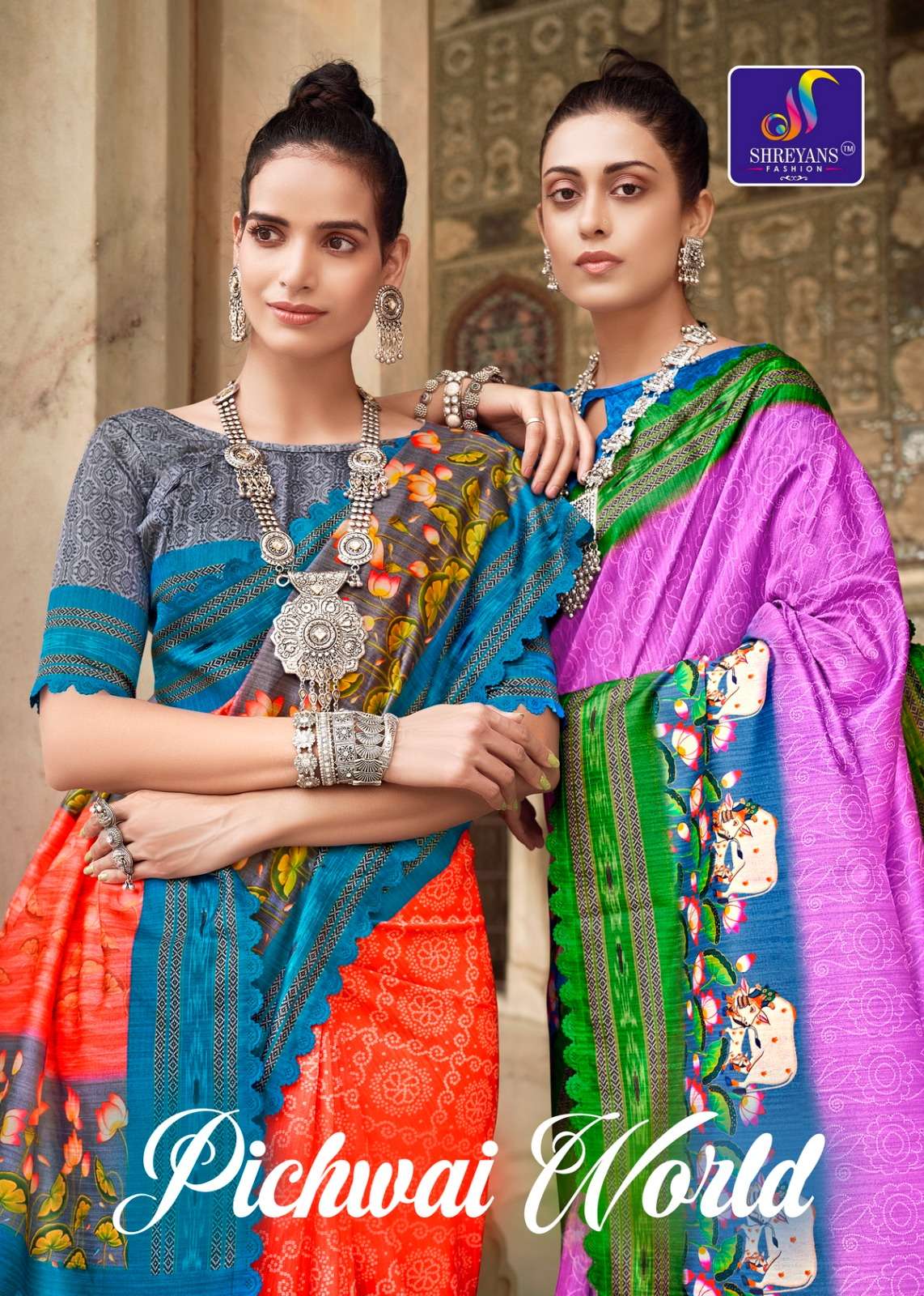 Pichwai world Tusser Silk with Digital Printed fancy saree c...