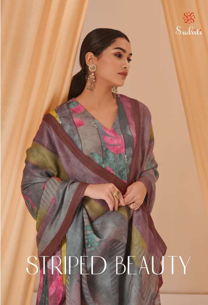 Sahiba Sudriti Striped Beauty Pashmina Silk with digital Pri...