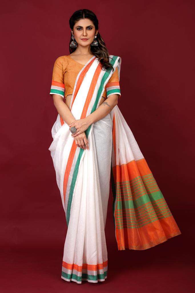 26 january Special Cotton with Tiranga printed fancy saree c...