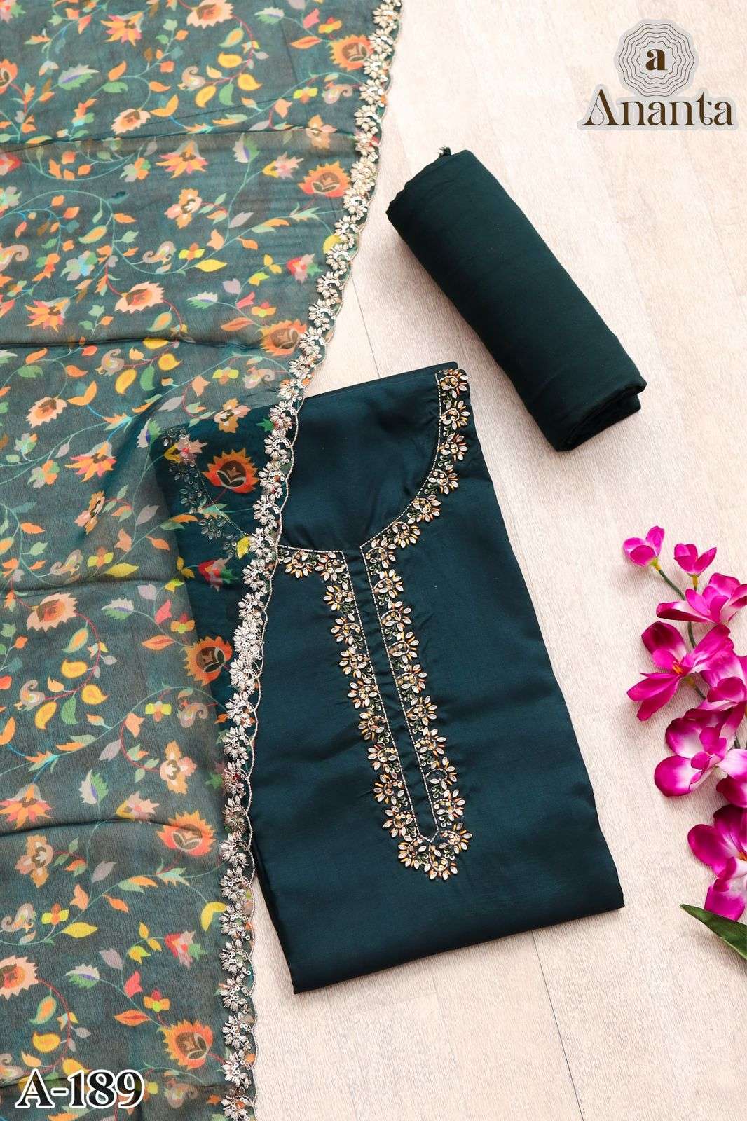 Ananta 189 Series Silk with handwork Fancy Dress Material co...
