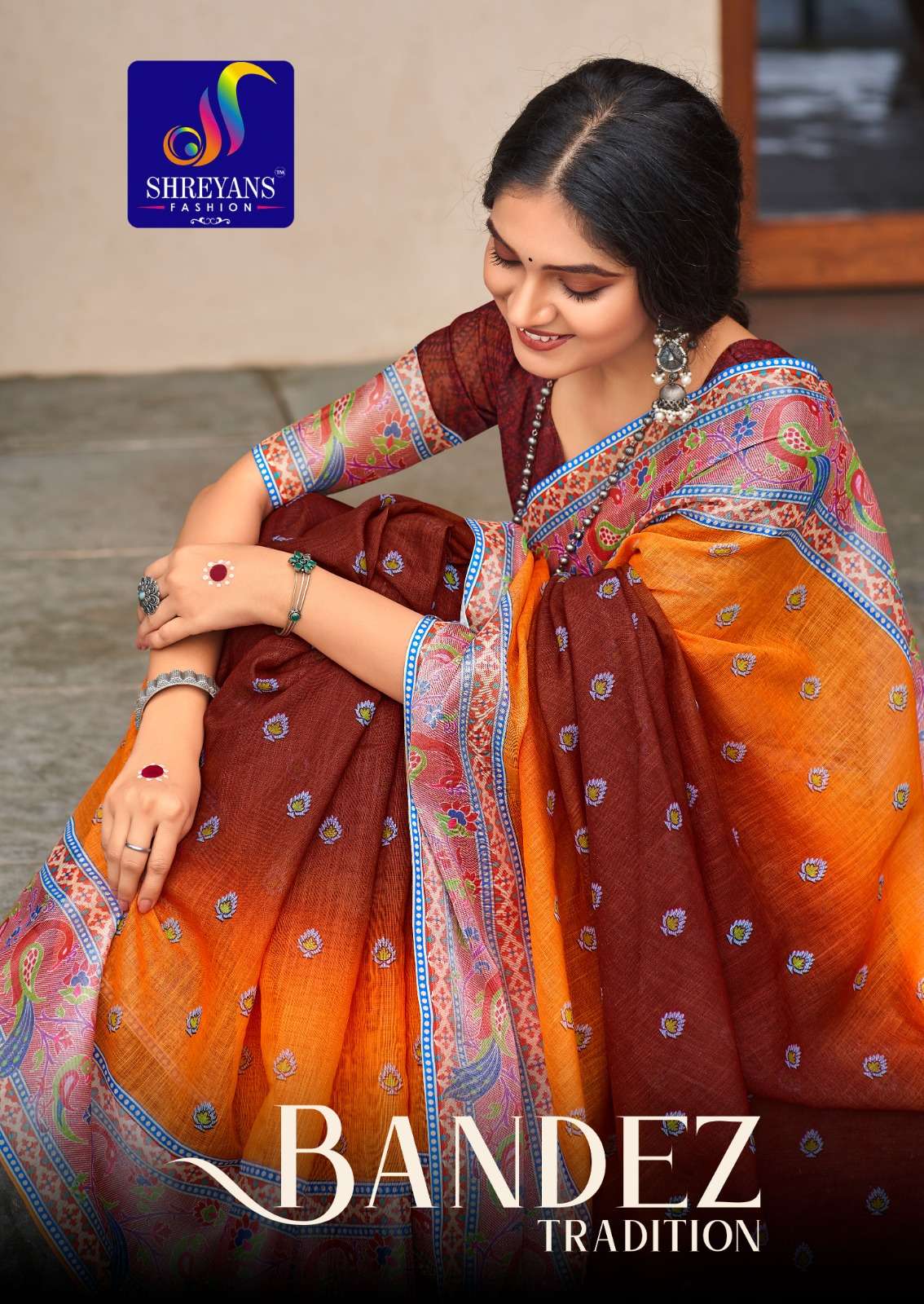   Bandez tradition linen with fancy saree collection at best...