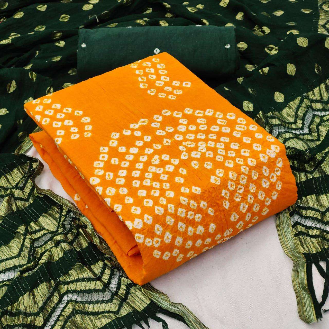 Bandhani Printed Cotton Fabrics Regular wear Suits collectio...