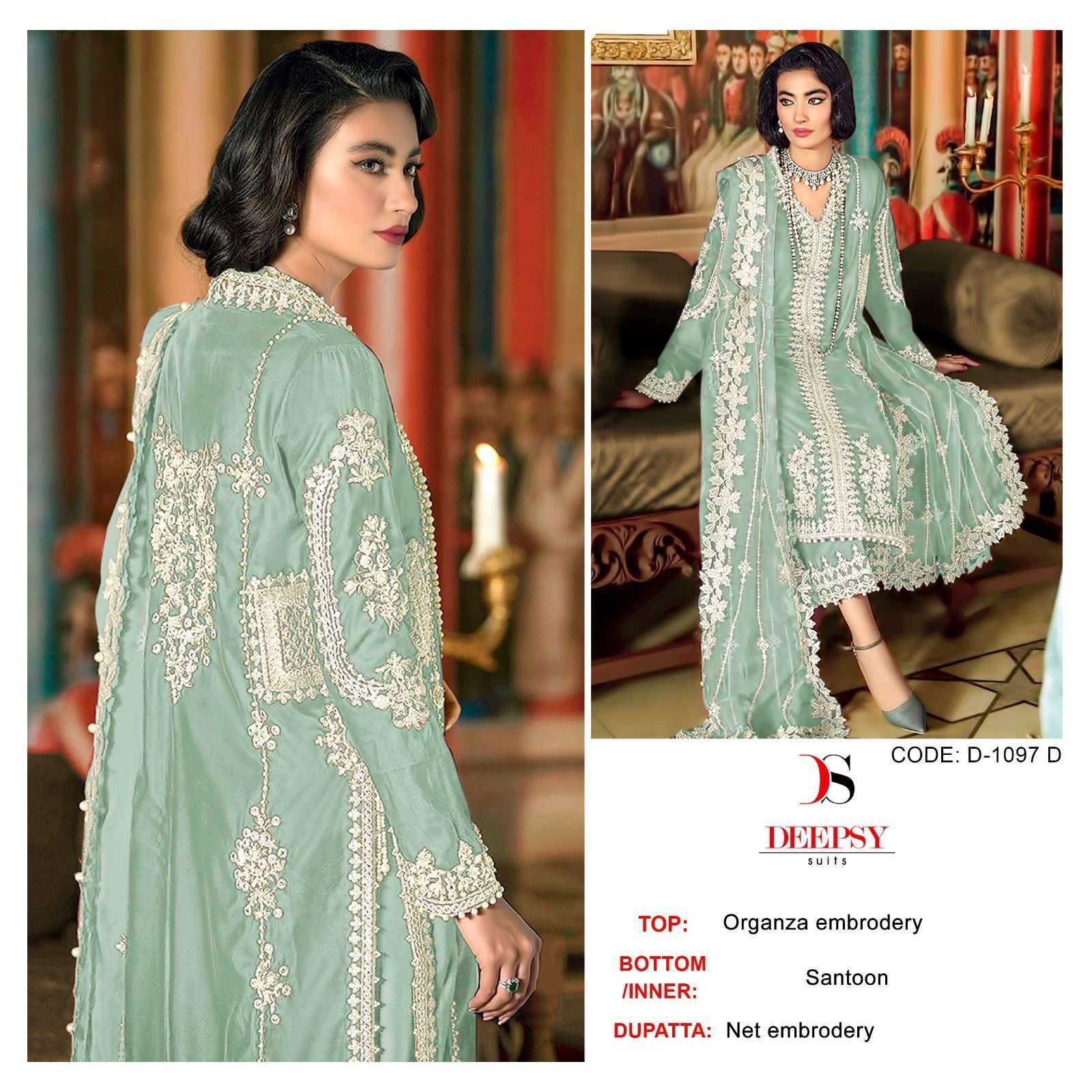 Deepsy Suits 1097 Colours Organza with EMbroidery work Pakis...