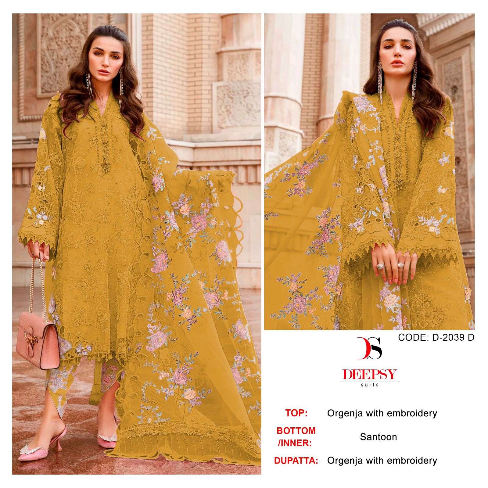 Deepsy Suits 2039 Organza With EMbroidery Work Pakistani sal...