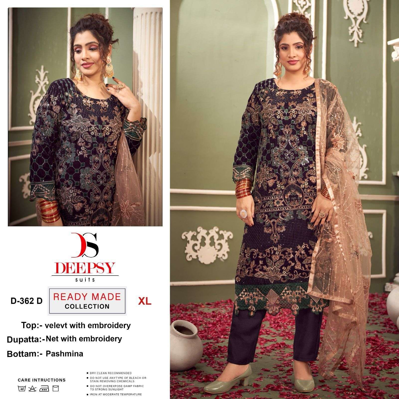 Deepsy Suits 362 Velvet with Embroidery work Pakistani salwa...